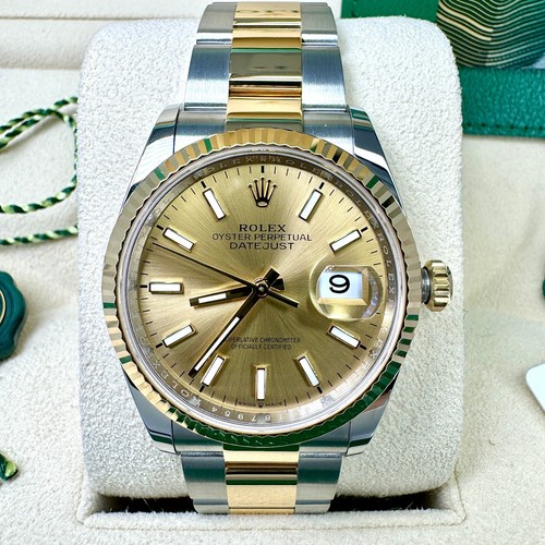 Rolex Datejust 36mm 2024 BOX PAPERS MINT Yellow G Steel Champagne Dial