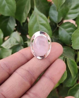Rose Quartz Ring Solid 925 Sterling Silver Handmade Ring All Size MK* - Image 1 of 4