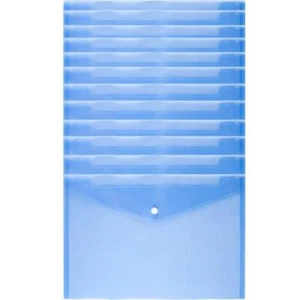 12 Pcs Plastic File Folders Snap Closure Document Bags Blue for Office Use - Picture 1 of 9