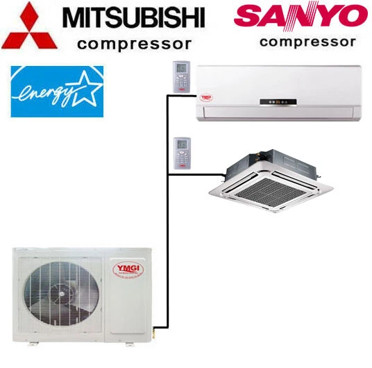 21 Seer Dual Zone Ductless Mini Split Air Conditioner - 2 X 12000 BTU 25ft Kits
