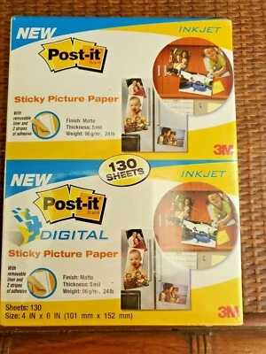 3M Post It Sticky Picture Paper Digital 130 Sheets 4x6 SP46130C Matte 5mil New - Image 1 of 4