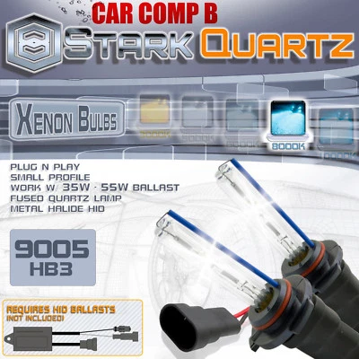 35W / 55W Xenon HID Bulbs High Beam 8000K Ice Blue - 9005 HB3 Replacement x2 (B) - Image 1 of 3