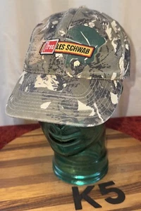 LES SCHWAB TIRES CAMO HAT ADJUSTABLE IN VERY GOOD CONDITION EMBROIDERED K5 - Picture 1 of 3