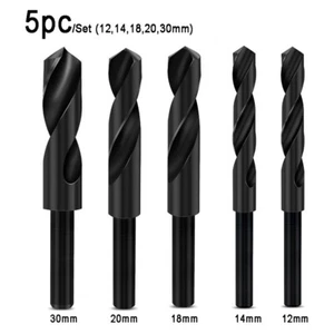 1/2" Reduced Shank HSS Twist Drill Bits Set(12,14,18,20,30mm)for Metal Iron Wood - Picture 1 of 6