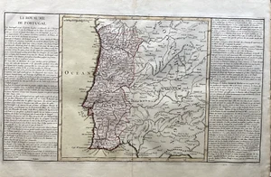 1787 Antique Map; Le Royaume de Portugal by Jean-Baptiste Louis Clouet - Picture 1 of 5