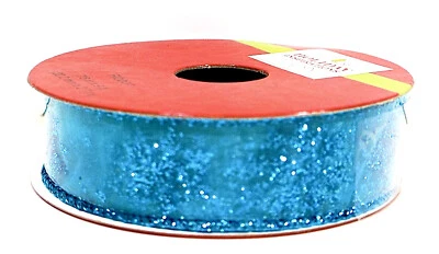 Blue Glitter Stars Ribbon,Sheer Blue with Blue Glitter Stars,7/8" x 9ft.Jo-ann's - Image 1 of 2
