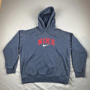 Vintage Embroidered Sweatshirt Size M Navy Blue Hoodie - Picture 1 of 19