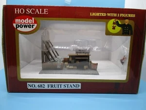MODEL POWER BUILT-UP STRUCTURE-FRUIT STAND-LIGHTED W/FIGURES AND FRUIT CRATES! - Picture 1 of 7