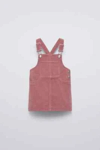 ZARA GIRL'S PINAFORE OVERALL DRESS PINK CORDUROY 4441/652 6 - Picture 1 of 10