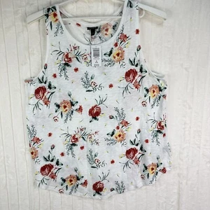 Torrid 2 neu mit Etikett weiß Blumen Garden Heritage Slub 2X klassische Passform Rundhalsausschnitt Tanktop - Bild 1 von 10