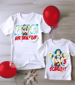 Wonder Woman Birthday Shirt, Wonder Woman Shirts, Superhero Party Shirts - Picture 1 of 11