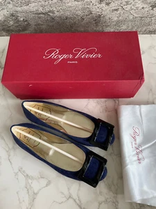 New in Box Authentic Roger Vivier Gommette Flats Shoes Ballerina Size 35.5 Blue - Picture 1 of 7