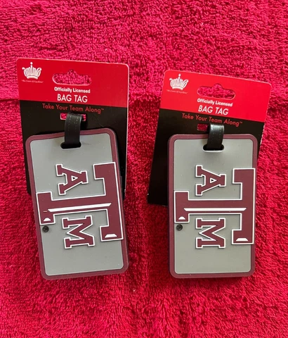 2 ~ Texas A&M Aggies Soft Luggage/Bag Tag ~ NEW Cover