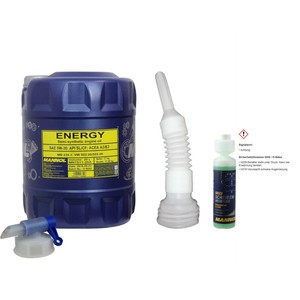 20L MANNOL Motoröl Energy 5W-30 API SL/CF inkl. Auslaufhahn Schlauch Reiniger