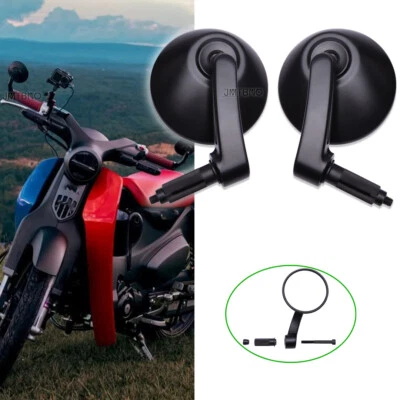 For Honda Super cub 125 Round Motorcycle Handle Bar End Side Mirrors 7/8'' 1'' - Image 1 of 4