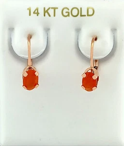 GENUINE 1.76 Cts PADPARADSCHA SAPPHIRE DANGLING EARRINGS 14K SOLID ROSE GOLD - Picture 1 of 7