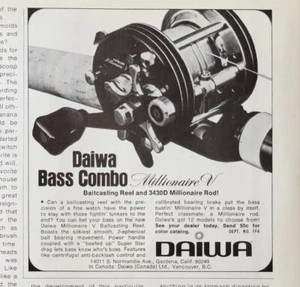 1973 VINTAGE PRINT AD - DAIWA BASS COMBO MILLIONAIRE V ANGELRUTE REEL AD ONLY  - Bild 1 von 1