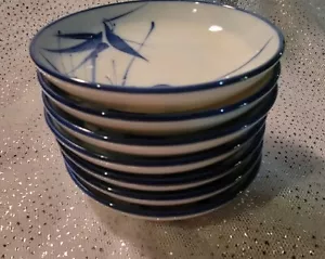 Juego de 7 pequeños platos de salsa con estampados de bambú azul hechos en Japón modelo EK235/B - Imagen 1 de 1