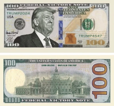 ✅ Pack of 50 Donald Trump Presidential 100 Collectible Novelty Dollar Bills ✅ - Image 1 of 4