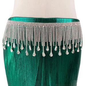 Rhinestone Fringe Tassel Chain Shiny Sewing Trimmings DIY Skirt Shoes Bag Decor - Picture 1 of 14