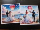 NEW === 2 x WEDDING IN LOVE LANTERNS  Hand Made Card  Toppers
