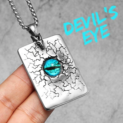 Collares Ojo de Demonio Hombre 316L Acero Inoxidable Colgantes Rojo Azul Gema Cadena Mujeres Foto 1 de 4