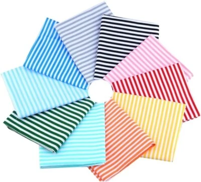 10 PIEZAS Multicolor Blanco Rayas Algodón Artesanal Acolchado Costura Patchwork 16x20" Foto 1 de 4
