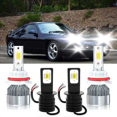 LED Headlight + Fog Light Bulbs Combo 6000K kit white For Porsche 928 1987-1994 - Image 1 of 4
