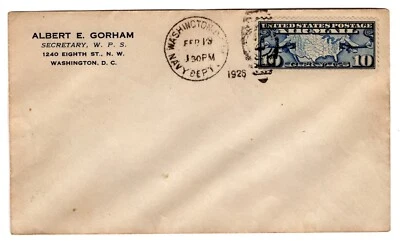 C7 Map FDC 10c Airmail 1926 FDC Albert Gorham U/O Navy Dept CCL Washington DC - Image 1 of 2