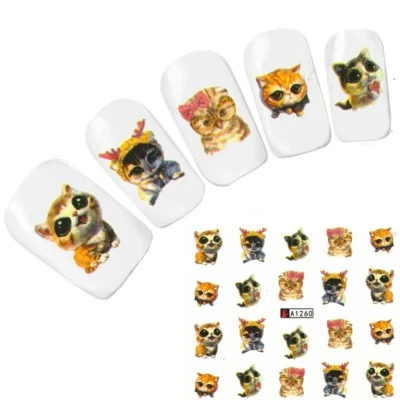 JUSTFOX Tattoo Nail Art Aufkleber Katze Eule Nagel Sticker