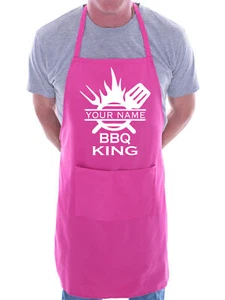 BBQ King Personaliza este Delantal Añade tu Nombre Aquí Barbacoa Hornear Cocina - Imagen 1 de 8