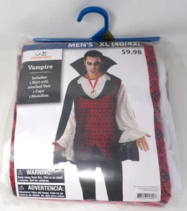 Vampire Adult Mens Halloween Costume Shirt w/Vest, Cape, Medallion XL(40/42) - Picture 1 of 5