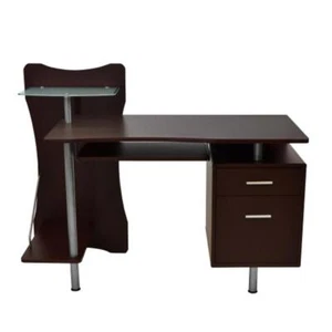 Stylish Two-drawer Computer Desk with Storage, Chocolate,MDF wood construction - Picture 1 of 4