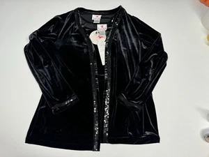 Quacker Factory Jacket Top Set Womens L Black Velvet Sequins Evening Formal New - Picture 1 of 15