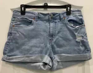 Ture Craft Women's Distressed Denim Shorts Size 14 Mid Rise Shorty 5 Pockets 123 - Picture 1 of 6
