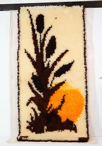 Pianta albero arte parete ricamo tramonto vintage completa anni 70 15 x 36 cucitura - Foto 1 di 6