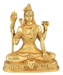 Statuina statua ottone Lord Shiva Shankar idolo fatto a mano Bhole Nath Bhagwan Murti - Foto 1 di 5