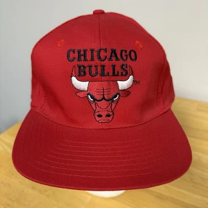 Vintage NBA Chicago Bulls Red Snapback Hat Cap Twins Enterprise Embroidered EUC - Picture 1 of 22