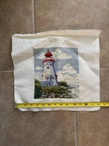 Dimensions Gold Collection COMPLETED Lighthouse Cross Stitch Rocky Point 16x12" - Picture 1 of 2