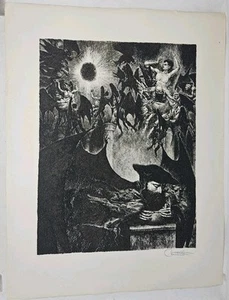 Federico Castellon "Der Alchemist" signierter Druck selten 60er Jahre - Bild 1 von 8