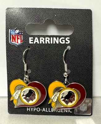 Pendientes colgantes corazón remolino Washington Redskins NFL comandantes hipoalergénicos Foto 1 de 3