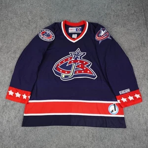 Vintage Columbus Blue Jackets Jersey Mens XL Navy NHL Hockey CCM Maska Air Knit - Picture 1 of 18