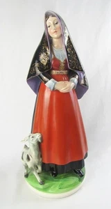 Vintage Lenci Italien riesige Porzellan Dame mit Ziege 18" Figur - Bild 1 von 13