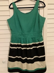 Vestido plisado línea A para mujer The Limited talla 12 verde negro marfil sin mangas - Imagen 1 de 5