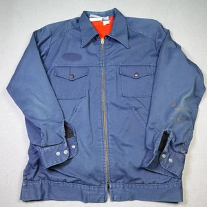 Dickies Jacket Mens Large Navy Sherpa Lined Workwear Zip Front Twill Pockets - Picture 1 of 10