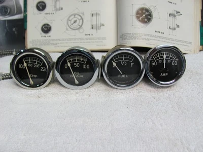 Vintage Stewart Warner Rose Bud Tip Gauge SET ! Beautiful ! 2 1/16 1950s gauges - Image 1 of 4