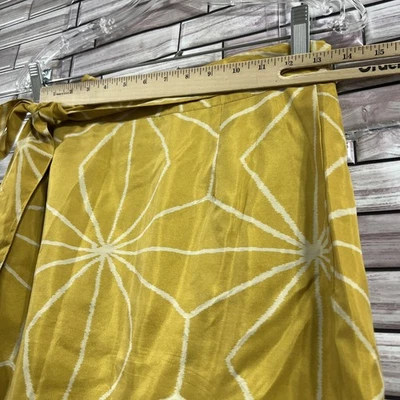 Falda envolvente Y2K The Territory Ahead para mujer 6 seda azteca oro amarillo corbata midi de colección Foto 1 de 4