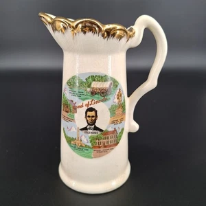 Jarra pequeña crema vintage President Abraham Lincoln Land of Lincoln Illinois - Imagen 1 de 6