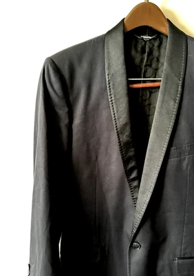 Dolce & Gabana Tuxedo Suit Jacket Men's 40R Slim Black Shawl Cotton-Silk Italy - Image 1 of 4