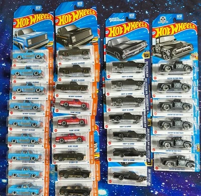 Hot Wheels '83 Chevy Blue x9 Gray x3 Syclone x3 C10 x3 El Camino x7 Ford x6 - Image 1 of 4